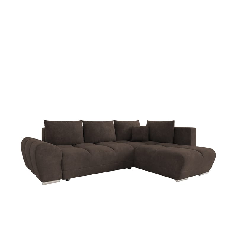 Ostra 4-sits Bäddsoffa divan höger med förvaring, Brun
