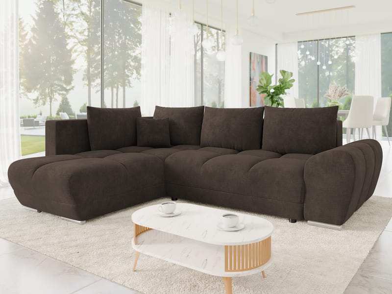 Ostra 4-sits Bäddsoffa divan med vänster förvaring - Brun - Möbler - Vardagsrum - Bäddsoffor