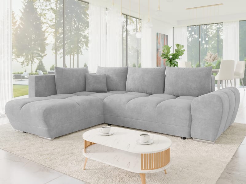 Ostra 4-sits Bäddsoffa divan med vänster förvaring - grå - Möbler - Vardagsrum - Bäddsoffor