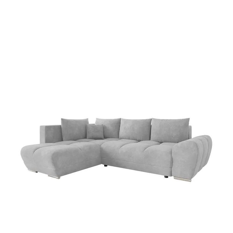 Ostra 4-sits Bäddsoffa divan med vänster förvaring, grå