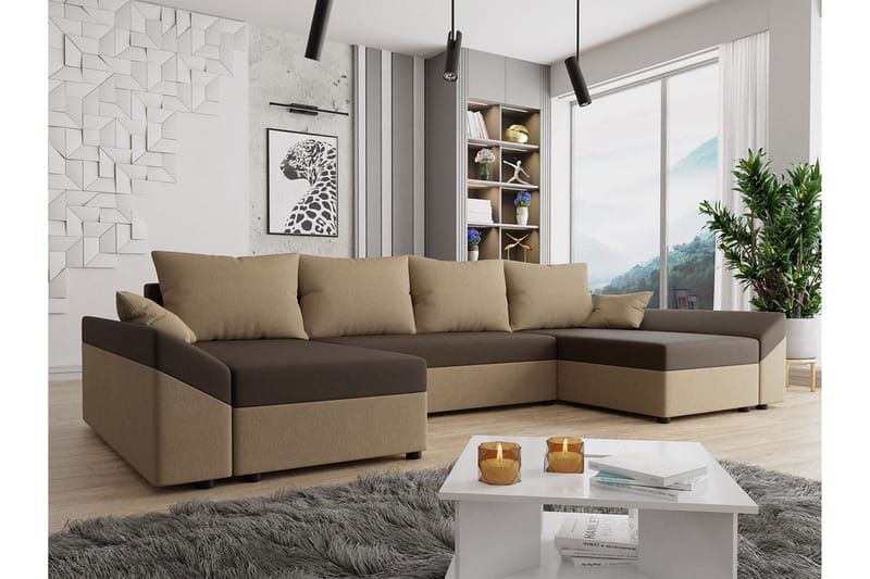 Ovadia 5-sits Bäddsoffa - Brun/Beige - Möbler - Vardagsrum - Bäddsoffor