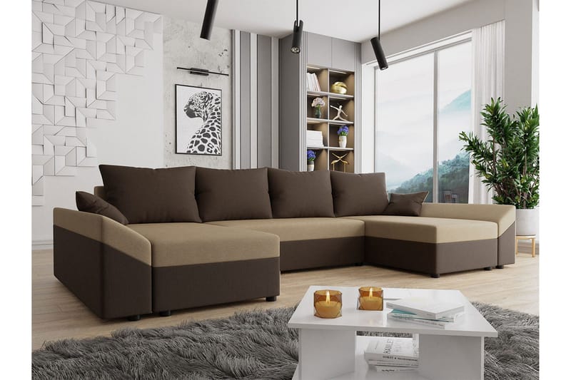 Ovadia 5-sits Bäddsoffa - Brun/Beige - Möbler - Vardagsrum - Bäddsoffor