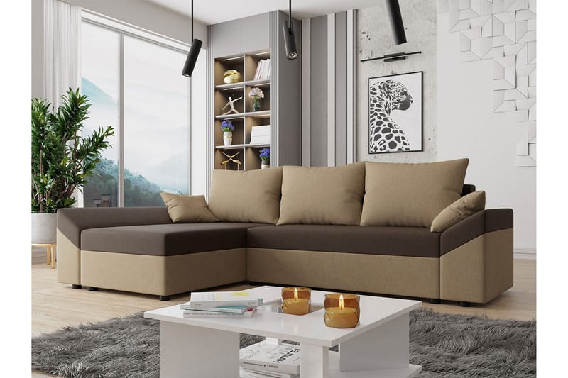 Ovadia 5-sits Bäddsoffa - Brun/Beige - Möbler - Vardagsrum - Bäddsoffor