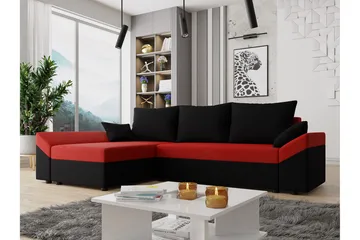 Ovadia 5-sits Bäddsoffa - Svart/Röd - Möbler - Vardagsrum - Bäddsoffor