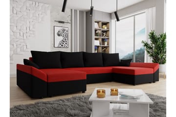 Ovadia 5-sits Bäddsoffa - Svart/Röd - Möbler - Vardagsrum - Bäddsoffor