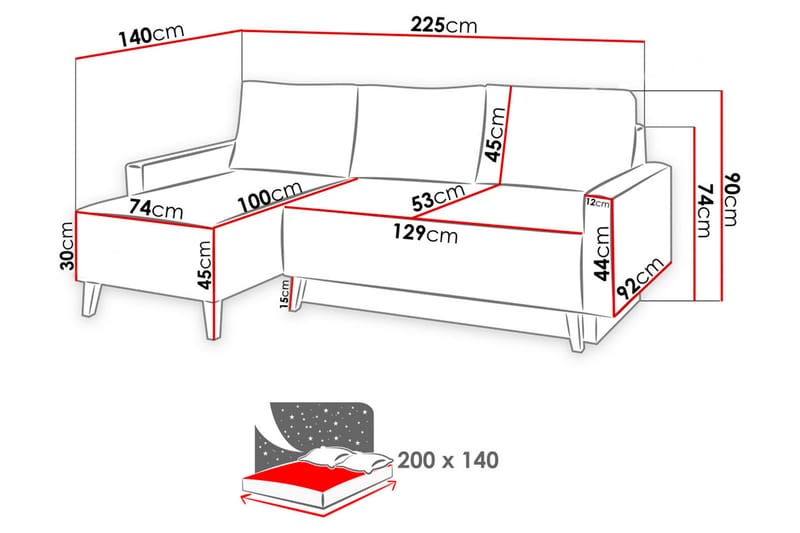OVIEDO Divanbäddsoffa 225x140x88 cm - Brun - Möbler - Vardagsrum - Bäddsoffor