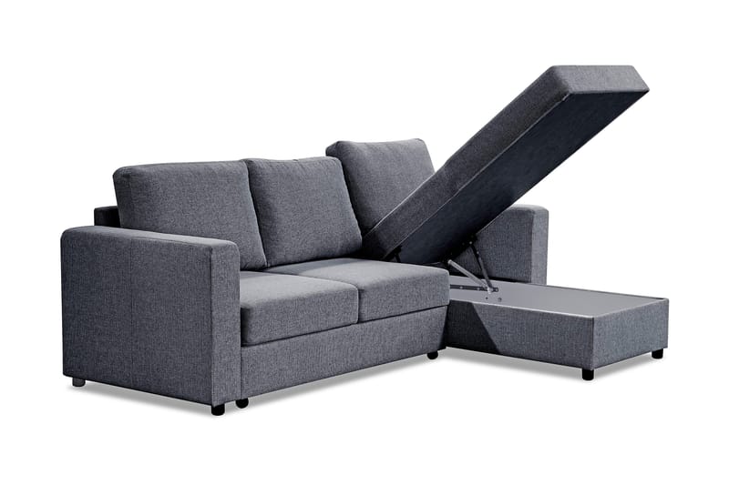 Paris Bäddsoffa 3-sits med Divan Vändbar - Grå - Möbler - Vardagsrum - Bäddsoffor
