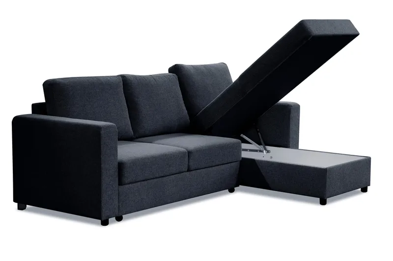 Paris Bäddsoffa 3-sits med Divan Vändbar - Mörkgrå - Möbler - Vardagsrum - Bäddsoffor