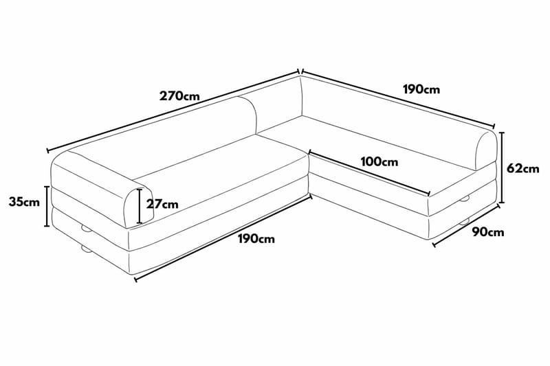 Pento 4-sits Hörnbäddsoffa - Möbler - Vardagsrum - Bäddsoffor