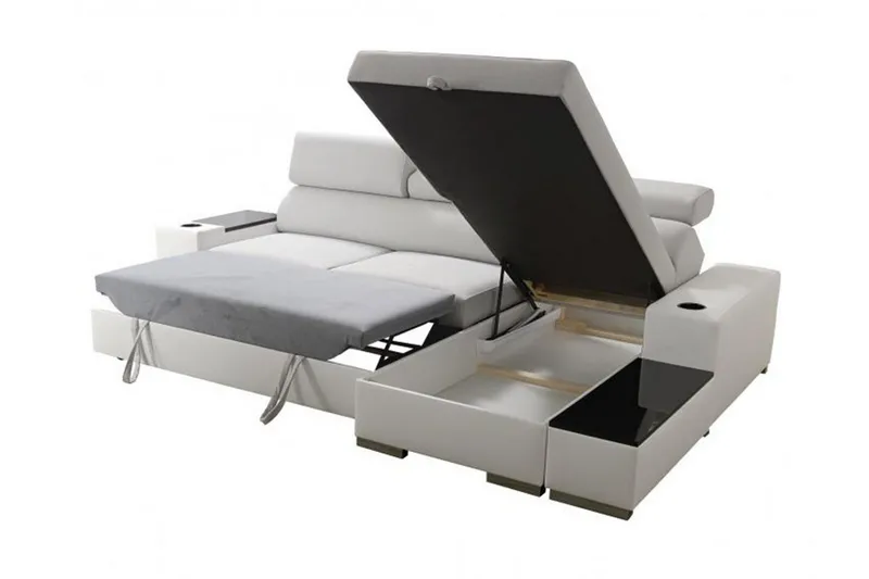 Pereso Hörnsoffa Vänster LED-belysning - Grå - Möbler - Vardagsrum - Bäddsoffor