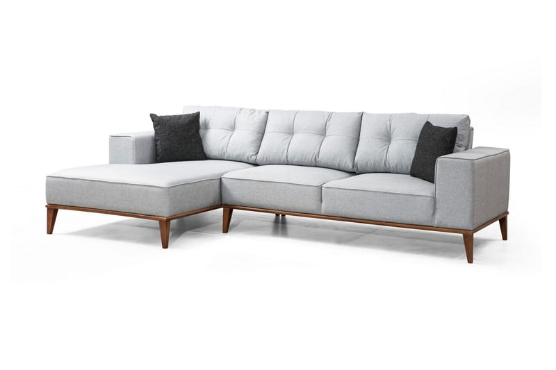 PERILLO Bäddsoffa med Divan Vänster Grå - Möbler - Vardagsrum - Bäddsoffor