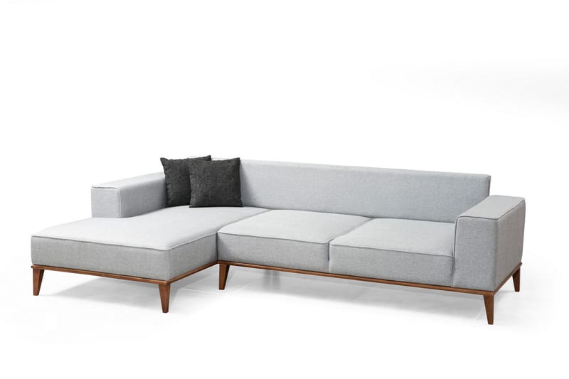 PERILLO Bäddsoffa med Divan Vänster Grå - Möbler - Vardagsrum - Bäddsoffor