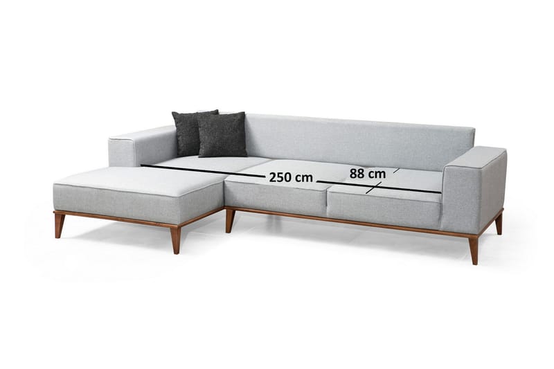 PERILLO Bäddsoffa med Divan Vänster Grå - Möbler - Vardagsrum - Bäddsoffor