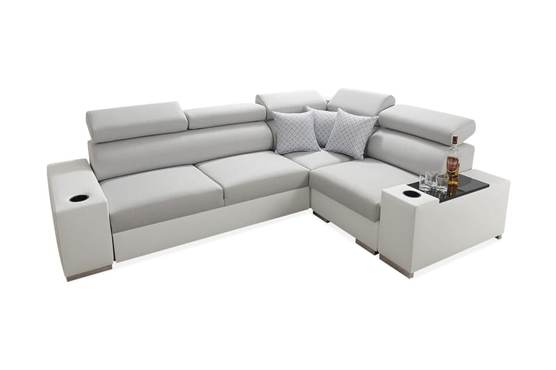 PERSEO Divanbäddsoffa 282x205x95 cm - Beige/Grå/Vit - Möbler - Vardagsrum - Bäddsoffor