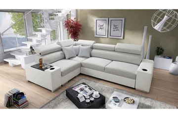 Perseo Divanbäddsoffa 282x205x95 cm LED-belysning - Beige/Grå/Vit - Möbler - Vardagsrum - Bäddsoffor