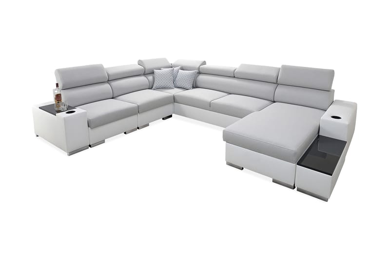 PERSEO Divanbäddsoffa 358x282x95 cm - Grå/Vit - Bäddsoffor - Bäddsoffa divan