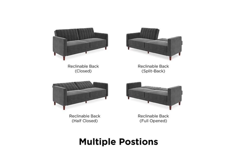 PIN TUFTED 2-sits Bäddsoffa Sammet/Grå - Dorel Home - Möbler - Vardagsrum - Bäddsoffor