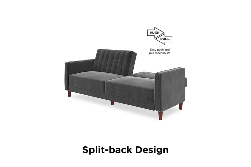 PIN TUFTED 2-sits Bäddsoffa Sammet/Grå - Dorel Home - Möbler - Vardagsrum - Bäddsoffor