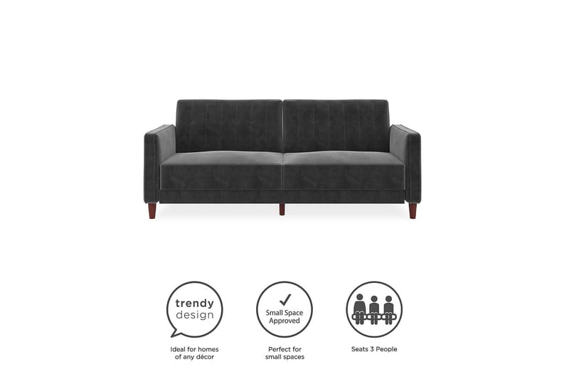 PIN TUFTED 2-sits Bäddsoffa Sammet/Grå - Dorel Home - Möbler - Vardagsrum - Bäddsoffor