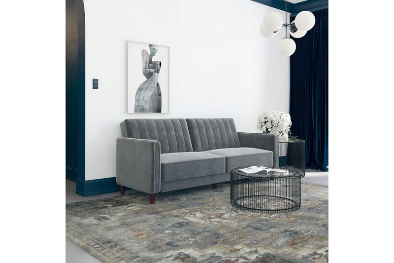 PIN TUFTED 2-sits Bäddsoffa Sammet/Grå - Dorel Home - Möbler - Vardagsrum - Bäddsoffor