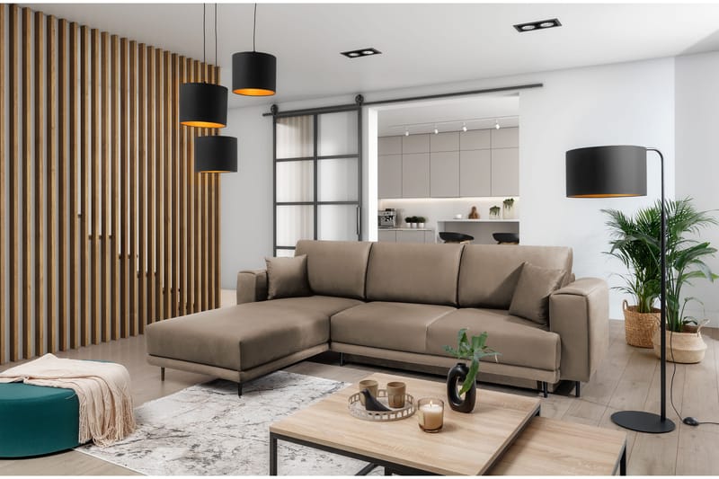 Placerville 3-sits Bäddsoffa m. Divan med Förvaring Beige - Möbler - Vardagsrum - Bäddsoffor
