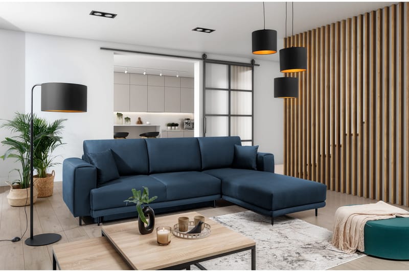 Placerville 3-sits Bäddsoffa m. Divan med Förvaring Blå - Möbler - Vardagsrum - Bäddsoffor