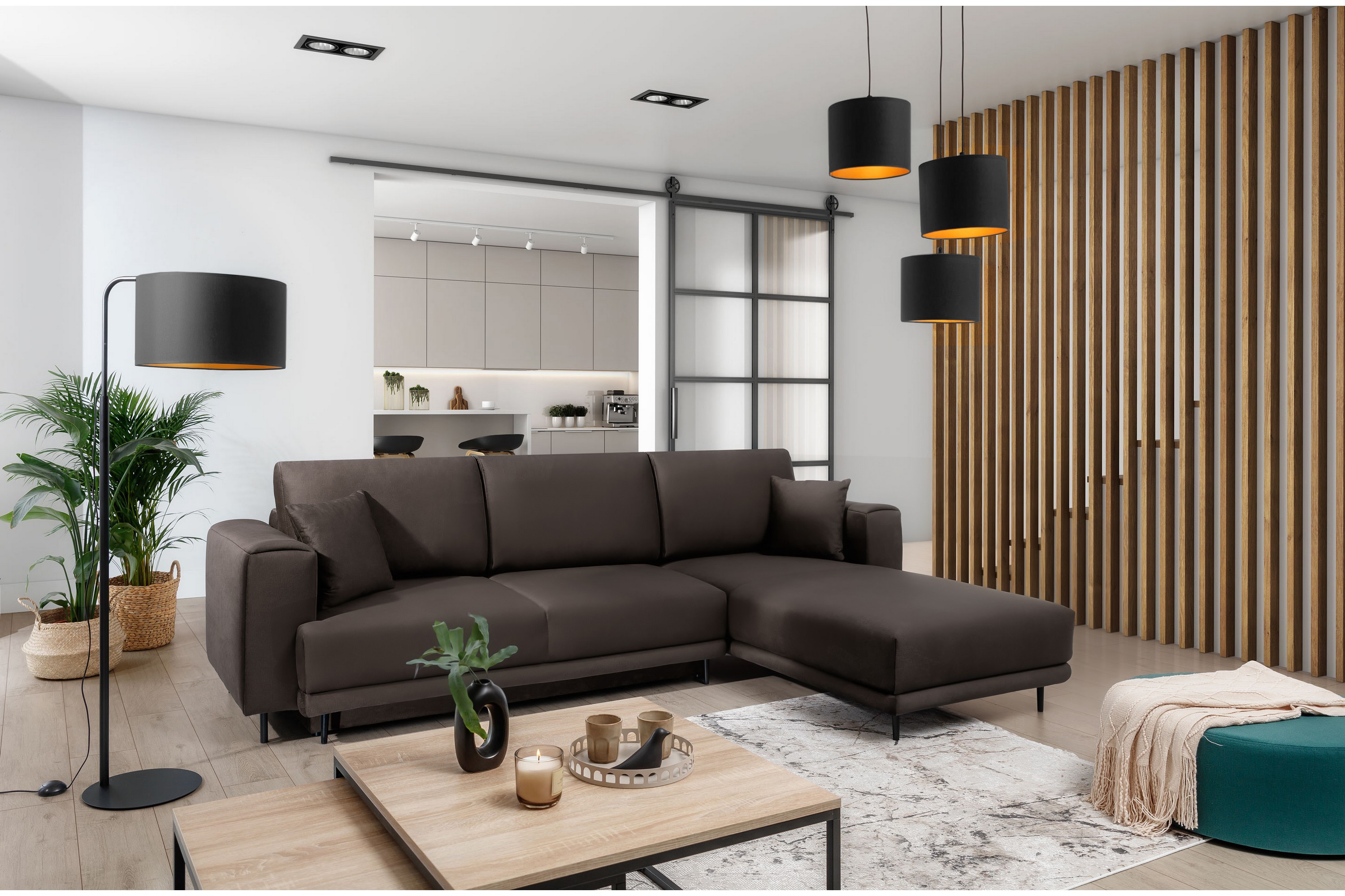 placerville 3-sits bäddsoffa m. divan med förvaring grå -