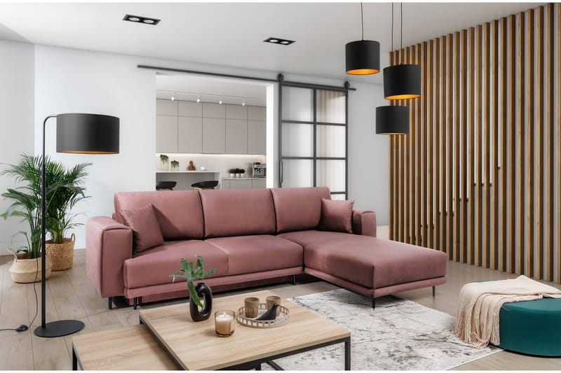 Placerville 3-sits Bäddsoffa m. Divan med Förvaring Rosa - Möbler - Vardagsrum - Bäddsoffor