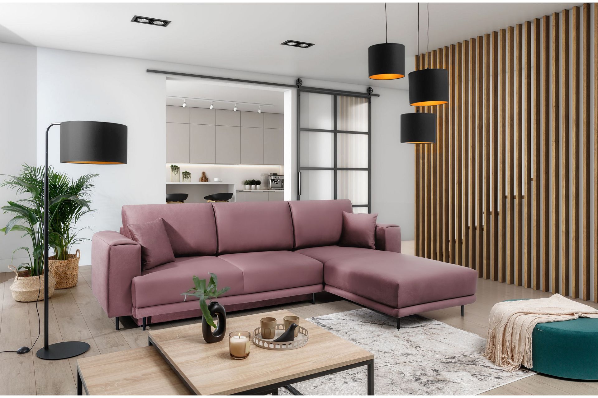 Placerville 3-sits Bäddsoffa m. Divan med Förvaring Rosa - Möbler - Vardagsrum - Bäddsoffor