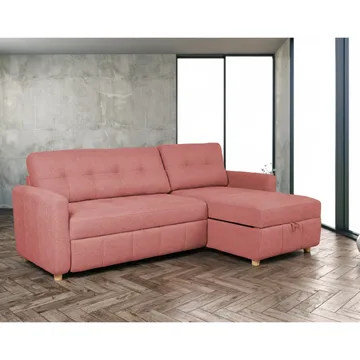 Porsen Vändbar L-formad Hörnbäddsoffa 128x198 cm med Förvaring i Tyg - Rosa - Möbler - Vardagsrum - Bäddsoffor