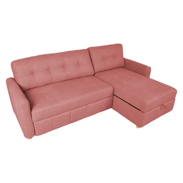 Porsen Vändbar L-formad Hörnbäddsoffa 128x198 cm med Förvaring i Tyg - Rosa - Möbler - Vardagsrum - Bäddsoffor