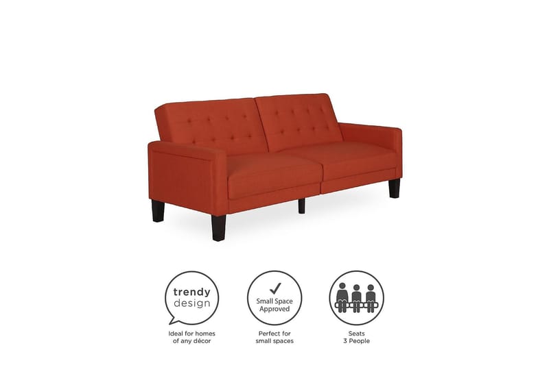 PORTER 2-sits Bäddsoffa Orange - Dorel Home - Bäddsoffor - 2-sits bäddsoffa