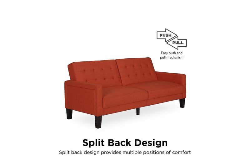 PORTER 2-sits Bäddsoffa Orange - Dorel Home - Bäddsoffor - 2-sits bäddsoffa