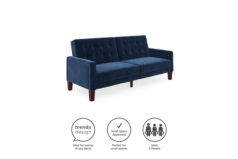 PORTER 2-sits Bäddsoffa Sammet/Blå - Dorel Home - Möbler - Vardagsrum - Bäddsoffor