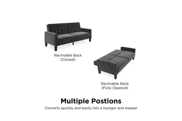 Porter 2-sits Bäddsoffa Sammet/Grå - Dorel Home - Möbler - Vardagsrum - Bäddsoffor