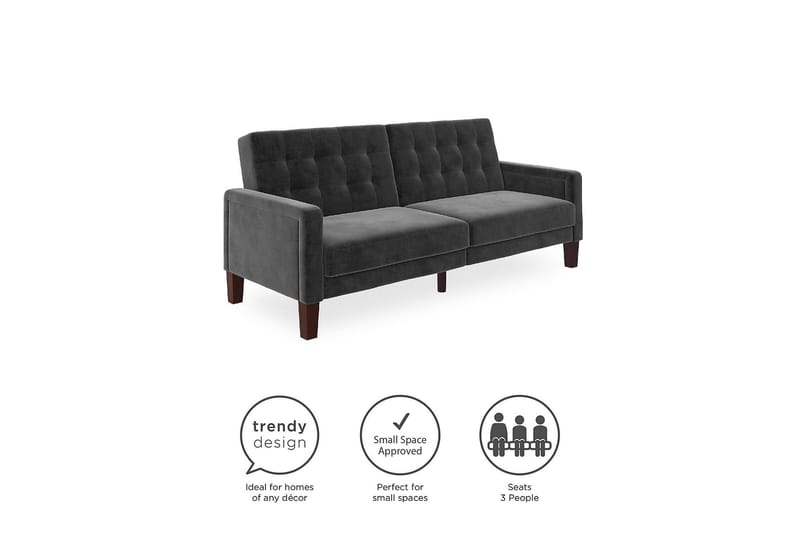 Porter 2-sits Bäddsoffa Sammet/Grå - Dorel Home - Möbler - Vardagsrum - Bäddsoffor