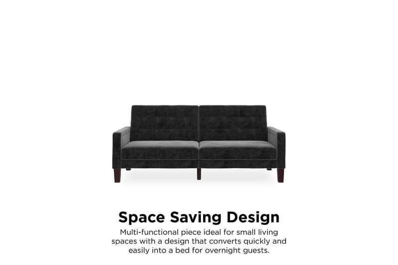 Porter 2-sits Bäddsoffa Sammet/Grå - Dorel Home - Möbler - Vardagsrum - Bäddsoffor