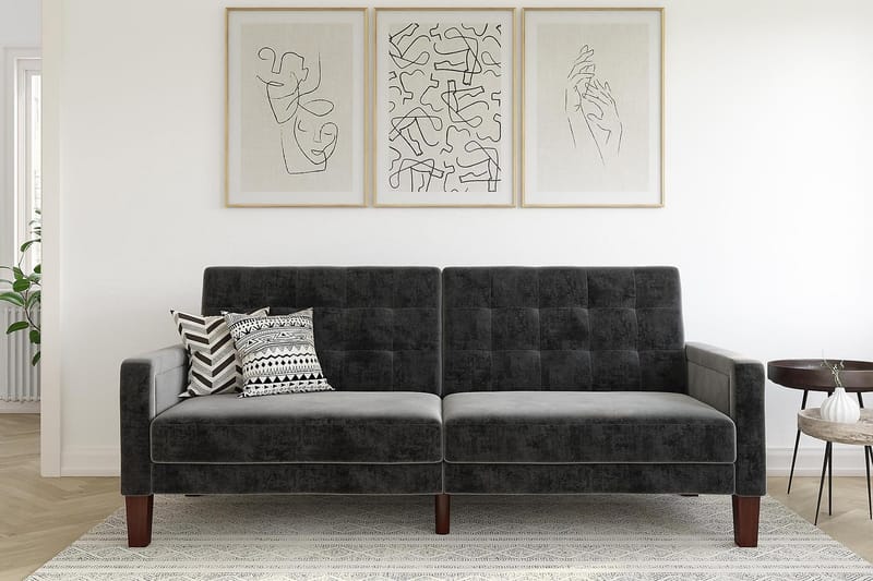 Porter 2-sits Bäddsoffa Sammet/Grå - Dorel Home - Möbler - Vardagsrum - Bäddsoffor