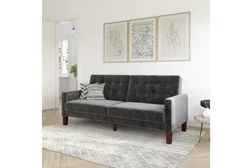 Porter 2-sits Bäddsoffa Sammet/Grå - Dorel Home - Möbler - Vardagsrum - Bäddsoffor