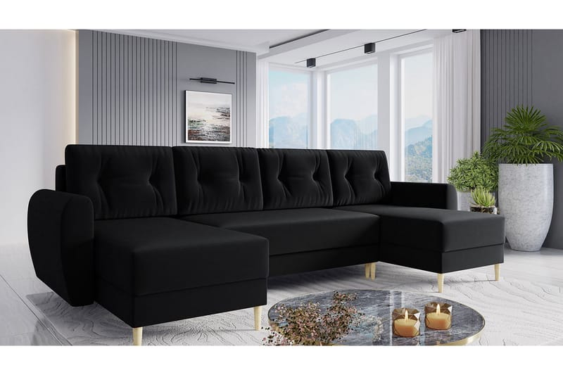 PRADELL Bäddsoffa - Svart - Möbler - Vardagsrum - Bäddsoffor - U bäddsoffa
