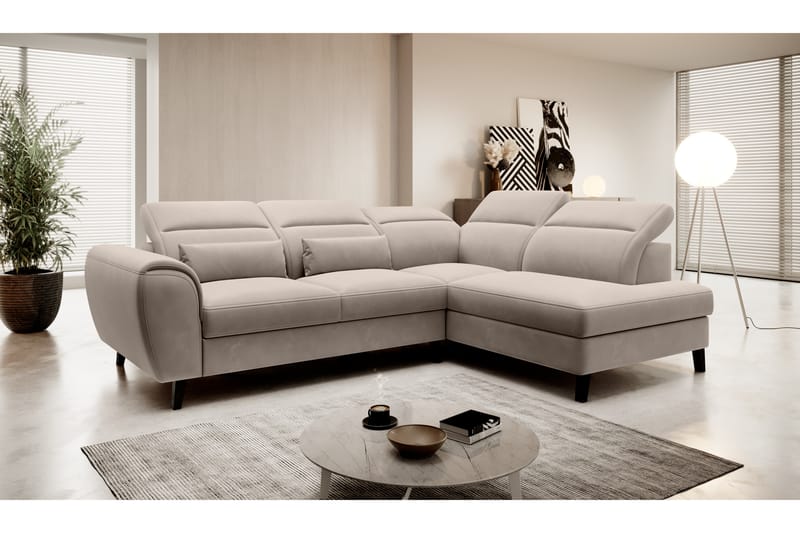 Praston Bäddsoffa m. Schäslong 3-sits Beige - Möbler - Vardagsrum - Bäddsoffor