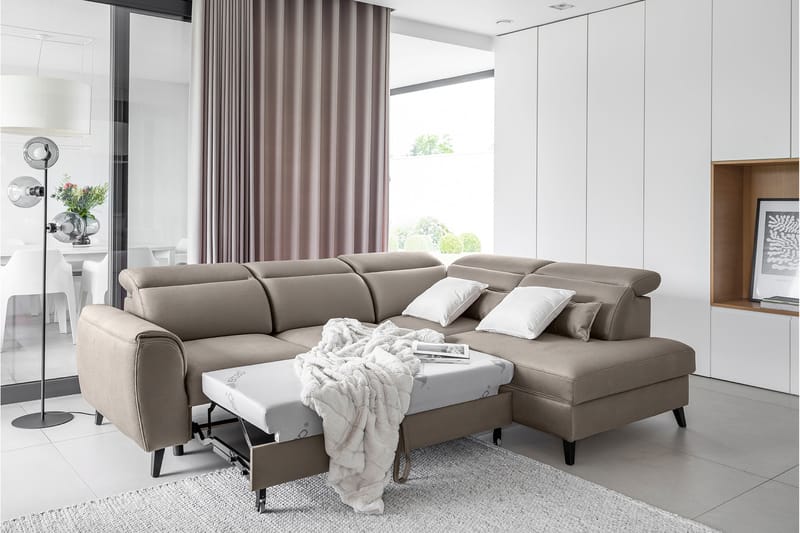 Praston Bäddsoffa m. Schäslong 3-sits Beige - Möbler - Vardagsrum - Bäddsoffor