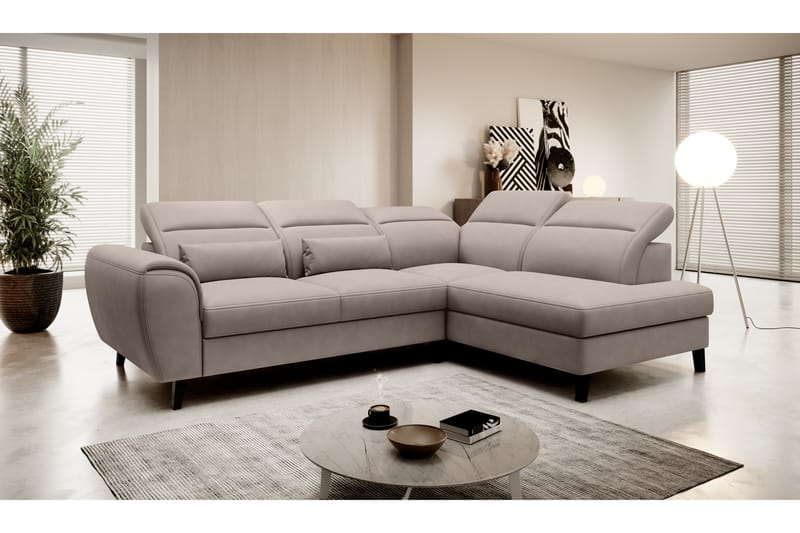 Praston Bäddsoffa m. Schäslong 3-sits Beige - Möbler - Vardagsrum - Bäddsoffor