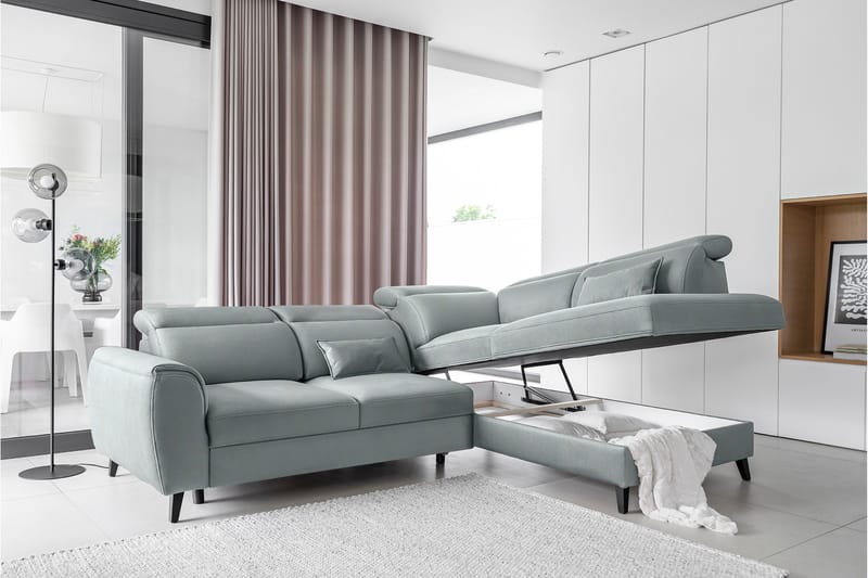 Praston Bäddsoffa m. Schäslong 3-sits Blå - Möbler - Vardagsrum - Bäddsoffor
