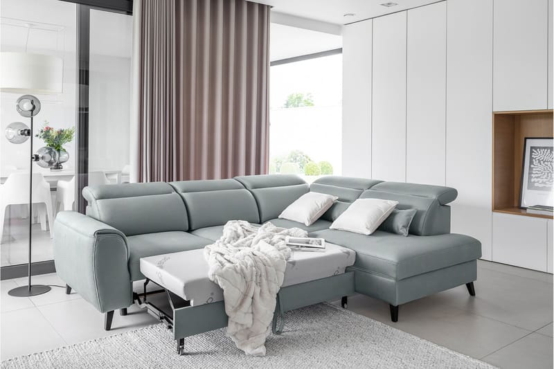 Praston Bäddsoffa m. Schäslong 3-sits Blå - Möbler - Vardagsrum - Bäddsoffor