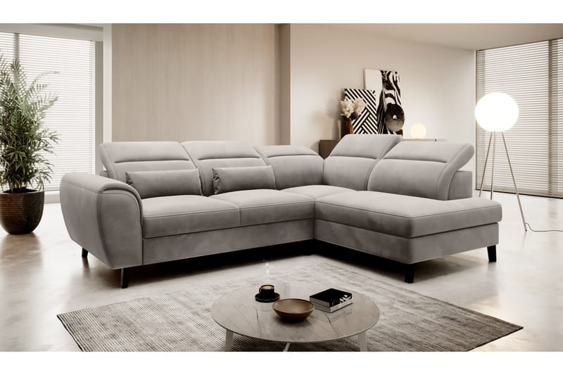 Praston Bäddsoffa m. Schäslong 3-sits Grå - Möbler - Vardagsrum - Bäddsoffor