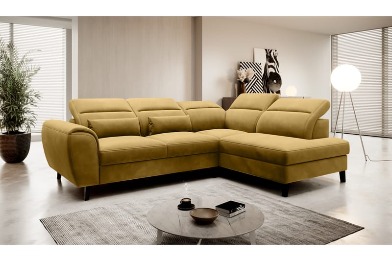 Praston Bäddsoffa m. Schäslong 3-sits Gul - Möbler - Vardagsrum - Bäddsoffor