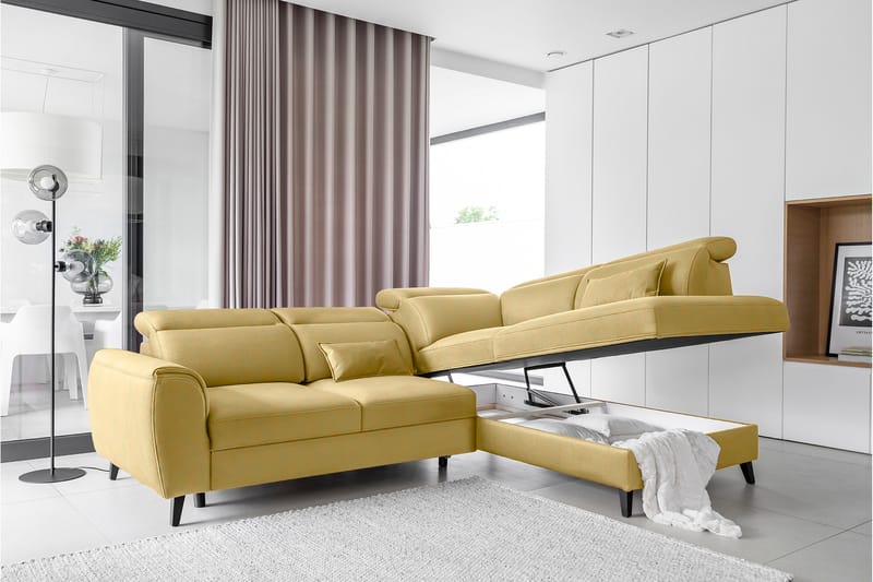 Praston Bäddsoffa m. Schäslong 3-sits Gul - Möbler - Vardagsrum - Bäddsoffor