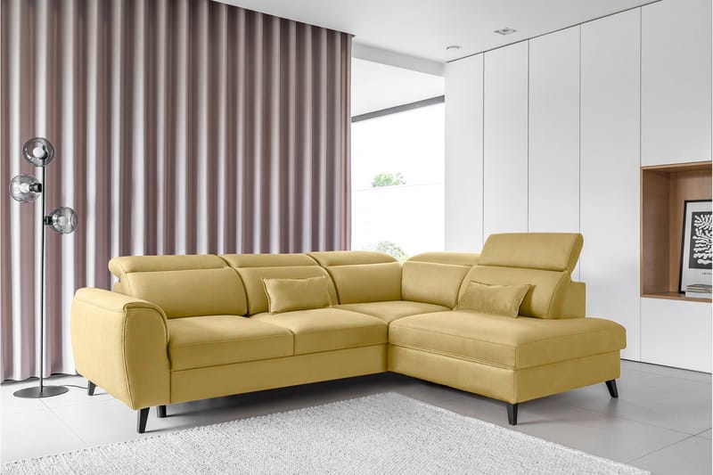 Praston Bäddsoffa m. Schäslong 3-sits Gul - Möbler - Vardagsrum - Bäddsoffor