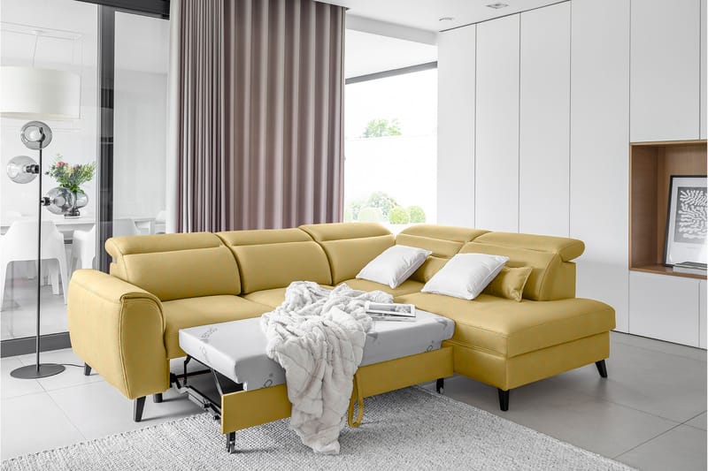 Praston Bäddsoffa m. Schäslong 3-sits Gul - Möbler - Vardagsrum - Bäddsoffor